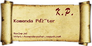 Komenda Péter névjegykártya